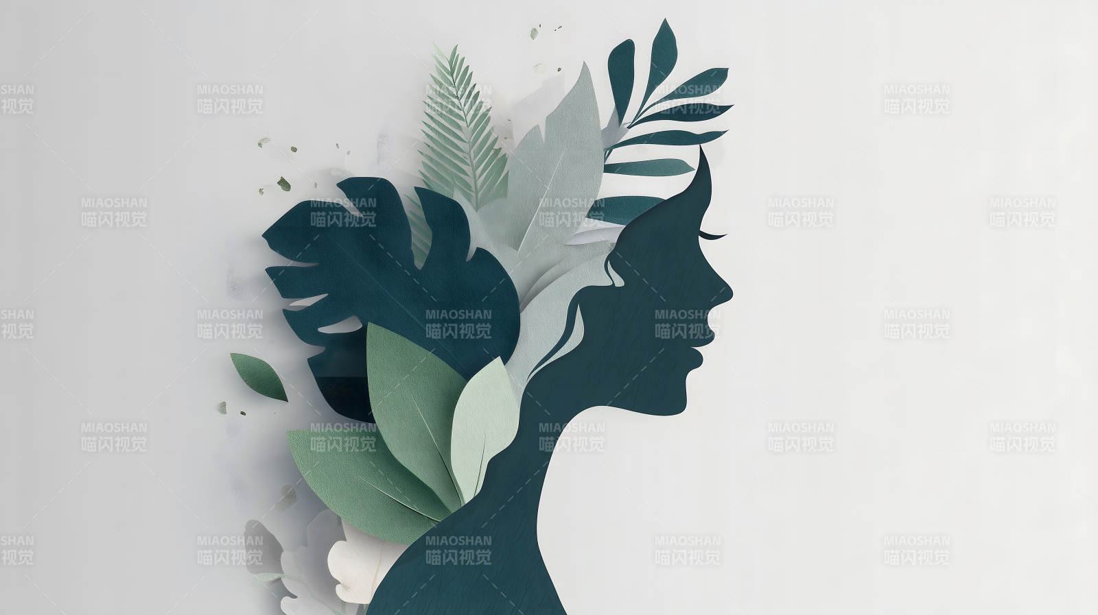 女人与植物装饰画-图片