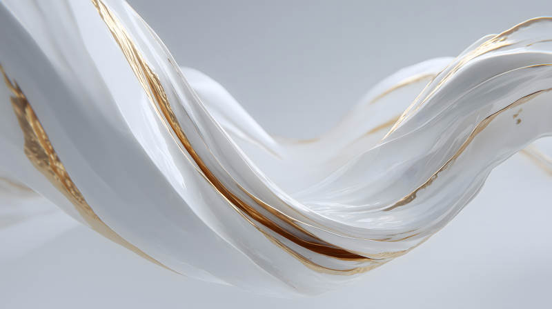 金色线条的纯白绸缎-图片