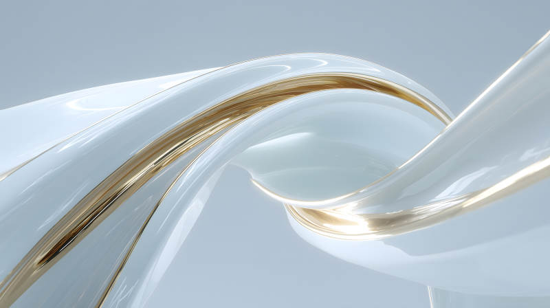 白色金色流畅曲线艺术-图片