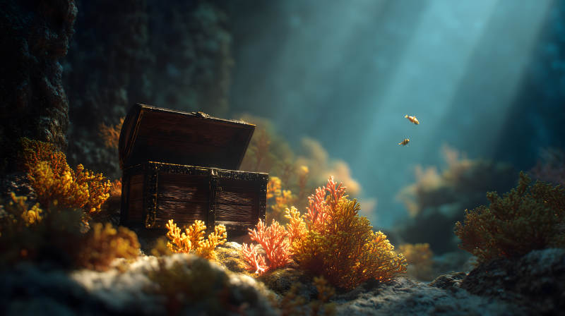 海底寶藏與光線-圖片