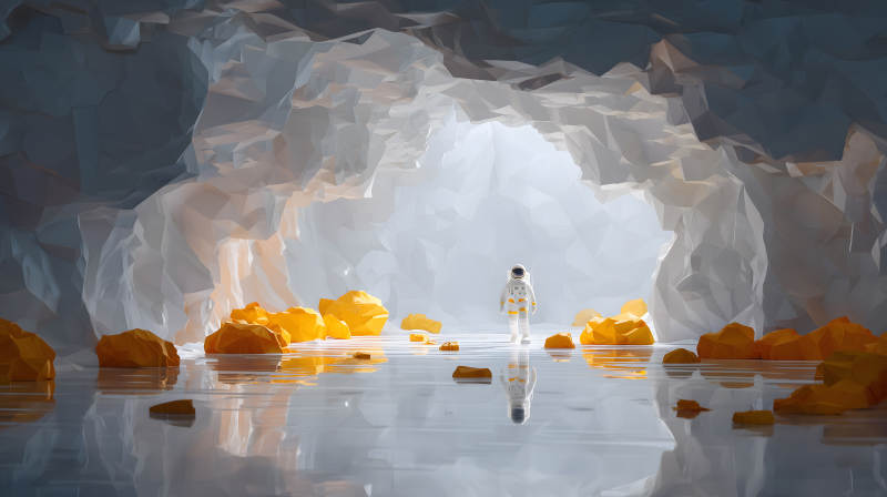 宇航員探索洞穴-圖片