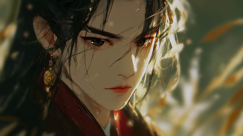 古风美男凝视目光忧郁图片