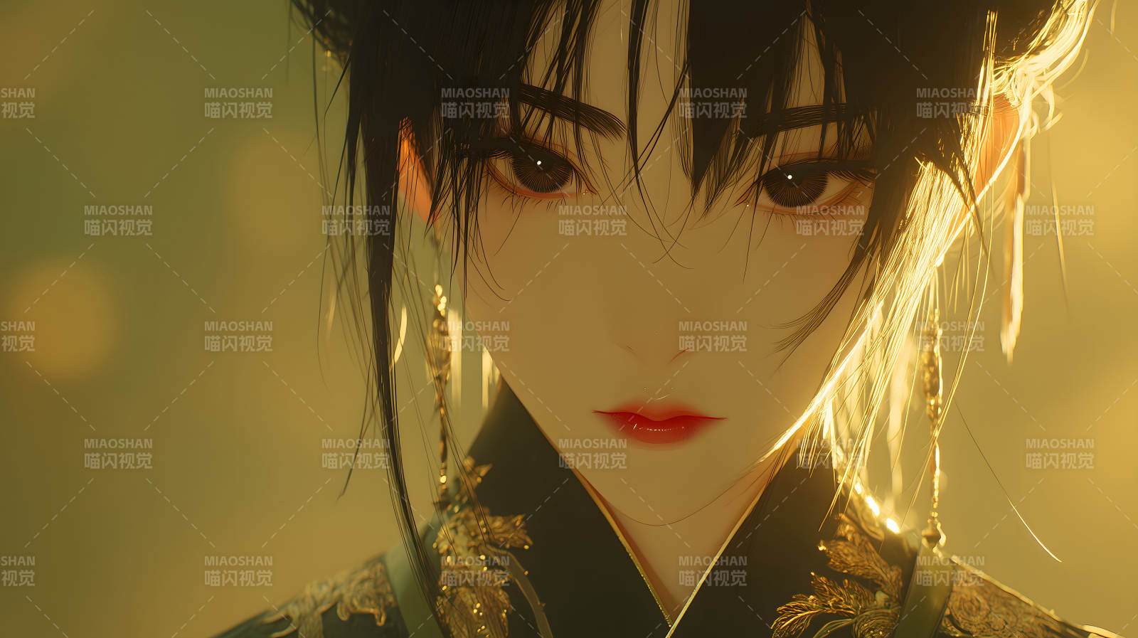 古風美人面容特寫-圖片