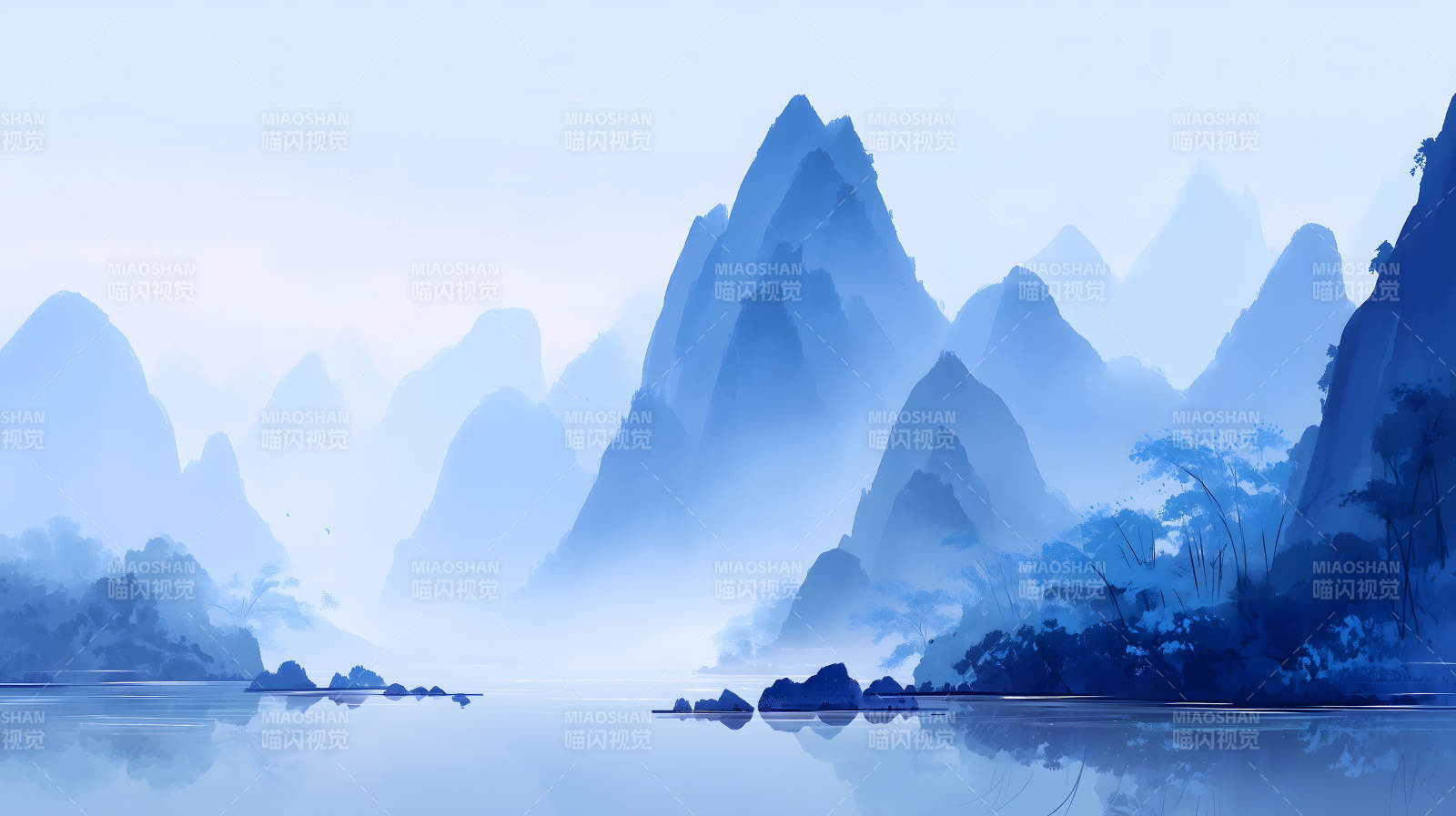 山水意境水墨画-图片