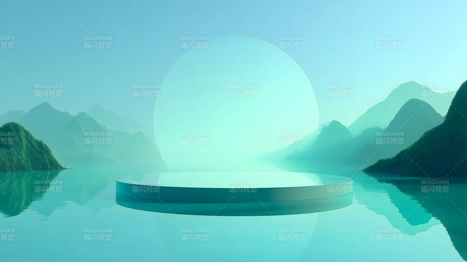 水上舞台山景图-图片