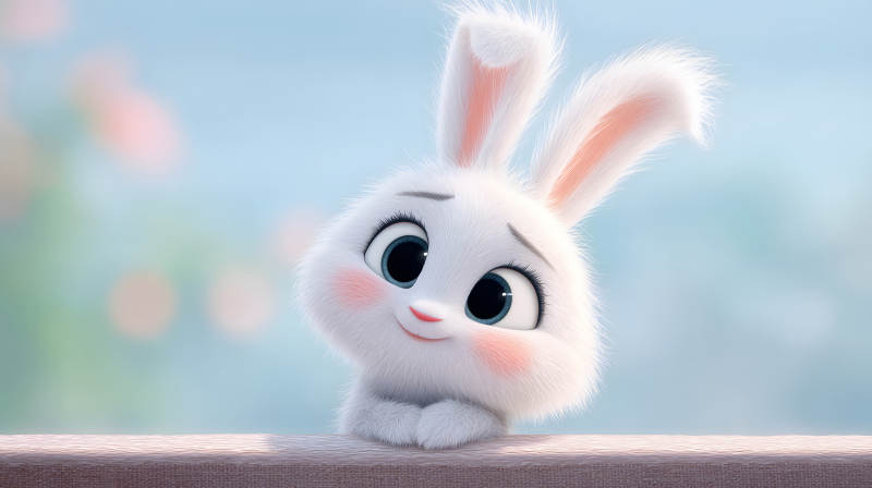 可爱兔兔探头好奇-图片