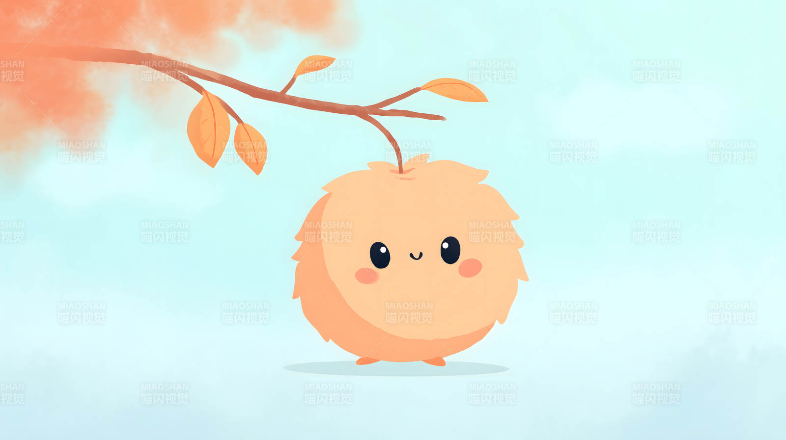 可愛毛球掛樹枝圖片