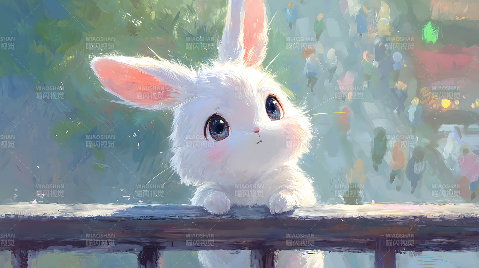 可愛(ài)兔子凝視風(fēng)景-圖片