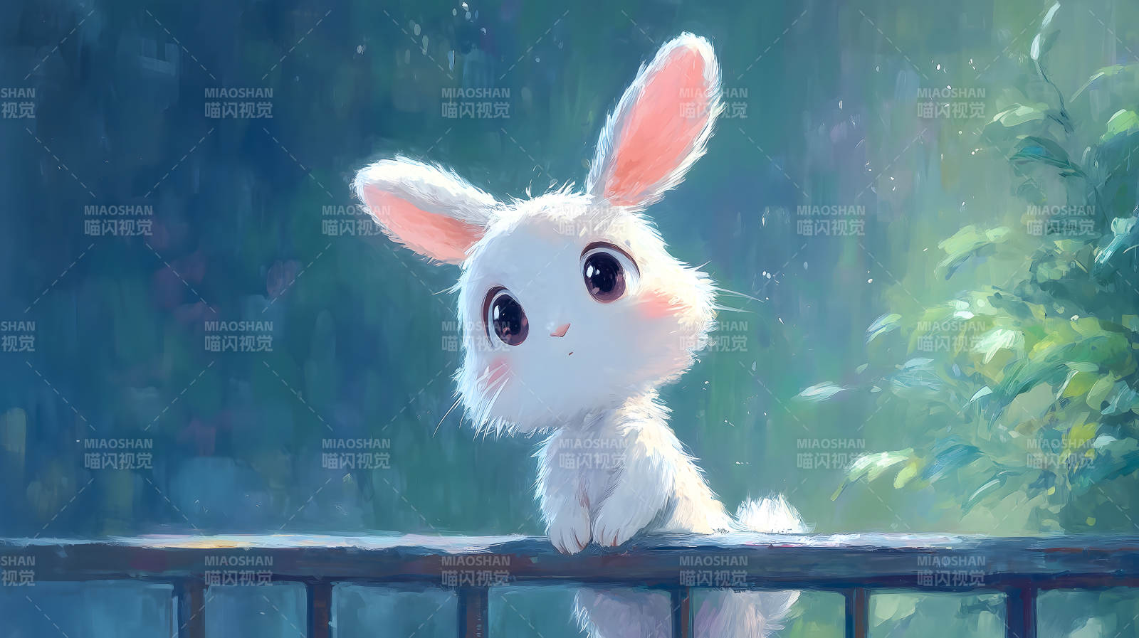 可愛兔兔眺望遠方-圖片