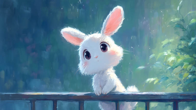 可愛兔兔眺望遠方-圖片