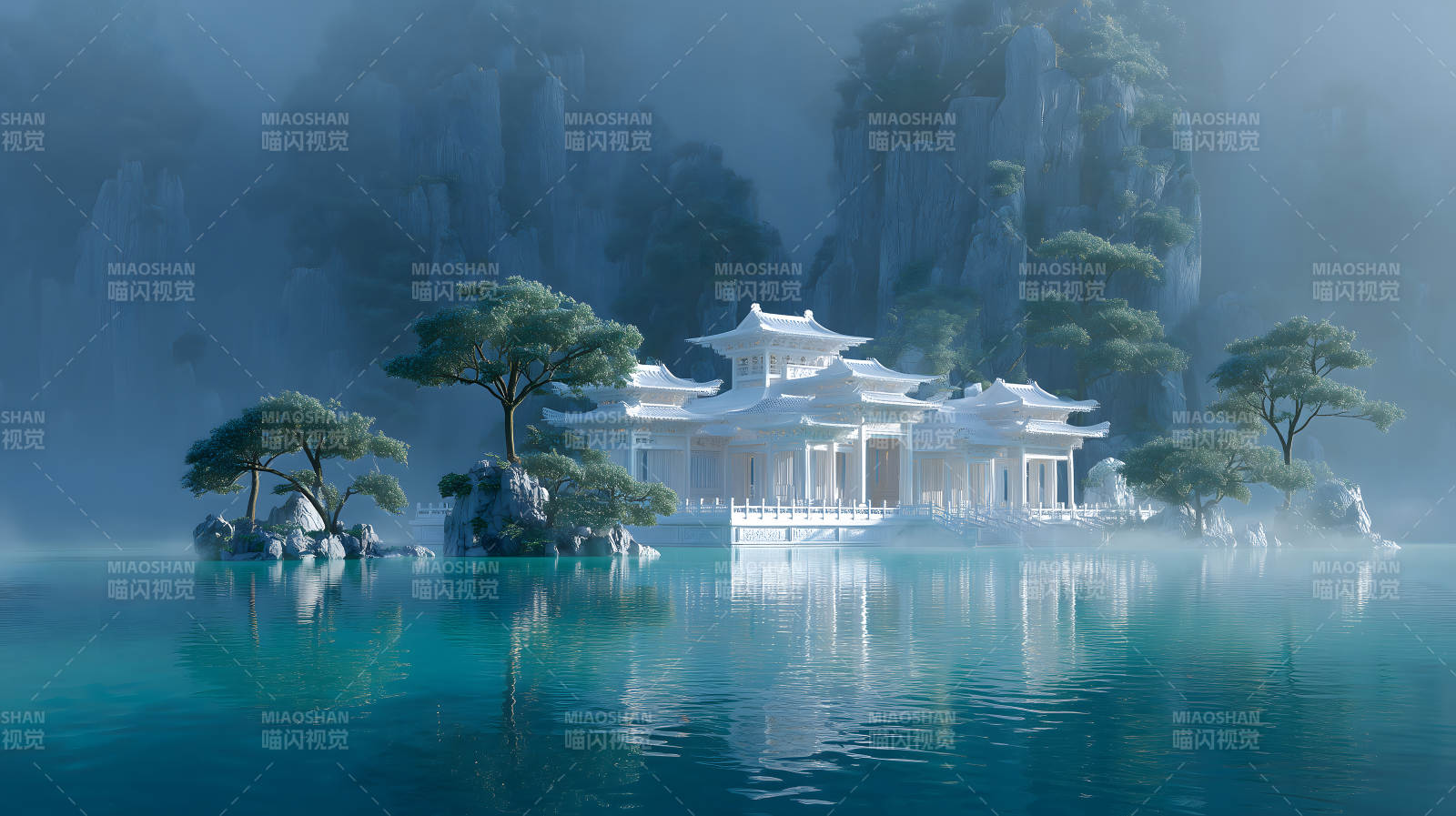 仙境宮殿碧波蕩漾-圖片