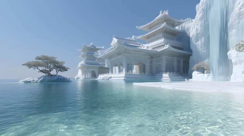 冰雪仙境古刹-图片