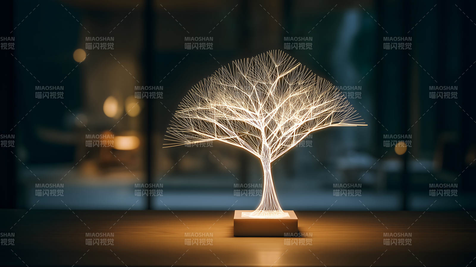 发光树灯温馨静谧图片