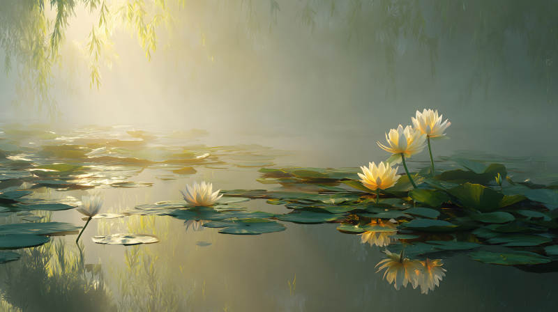 荷花池塘唯美意境-图片