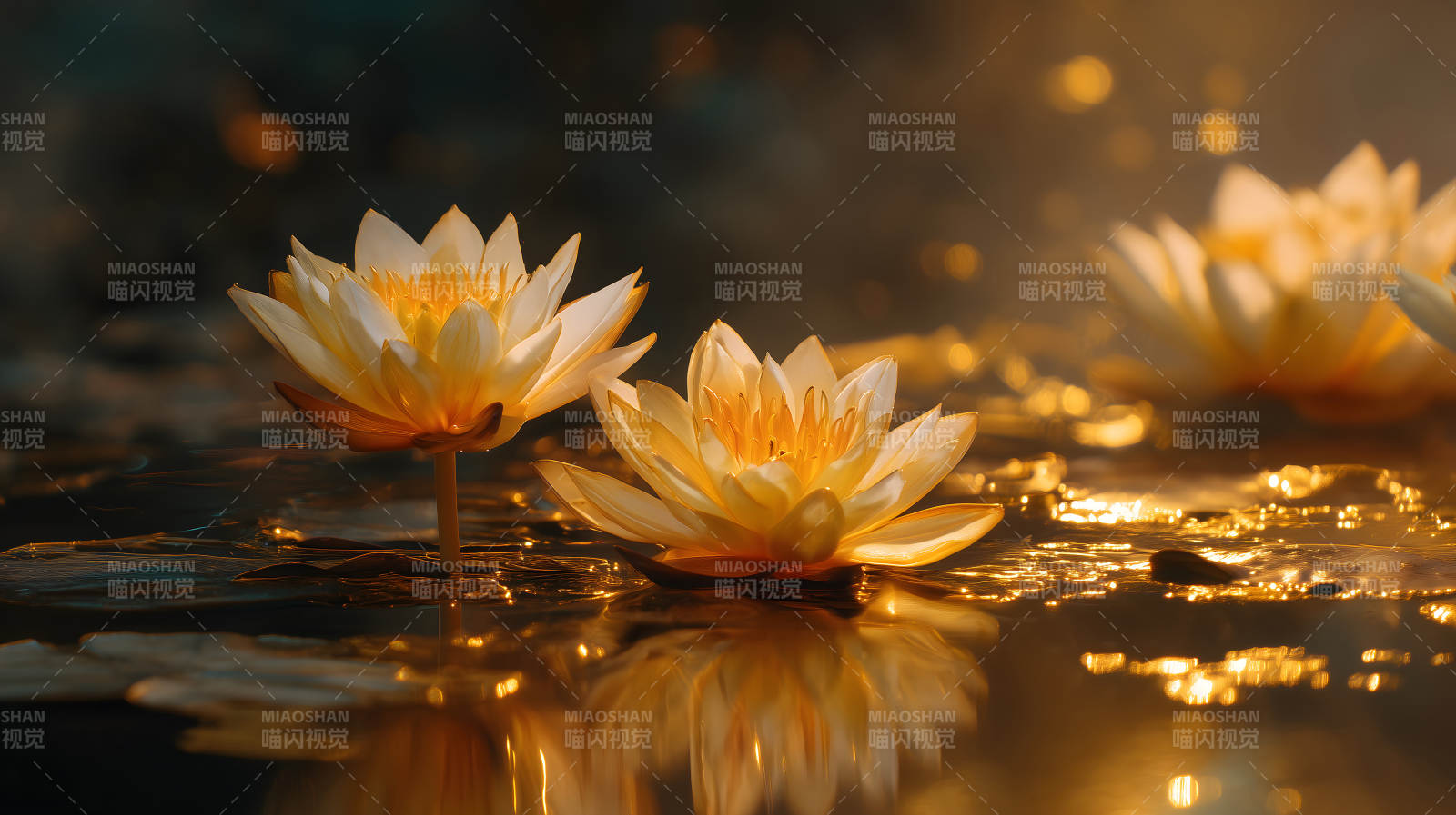 金莲映水静谧光影-图片
