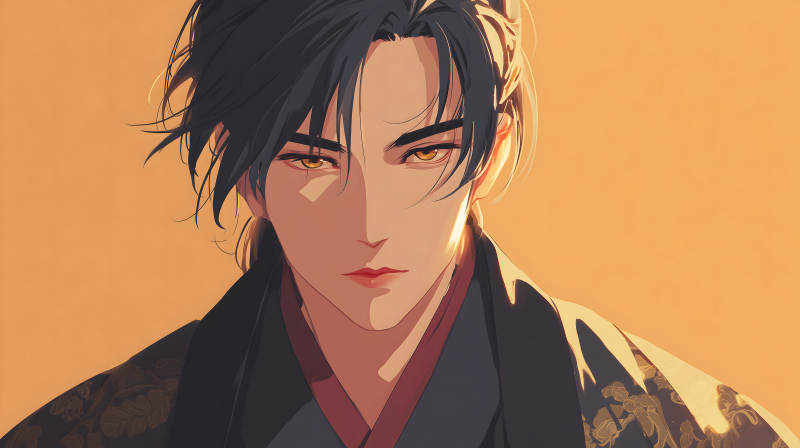 英俊男子目光深邃-图片