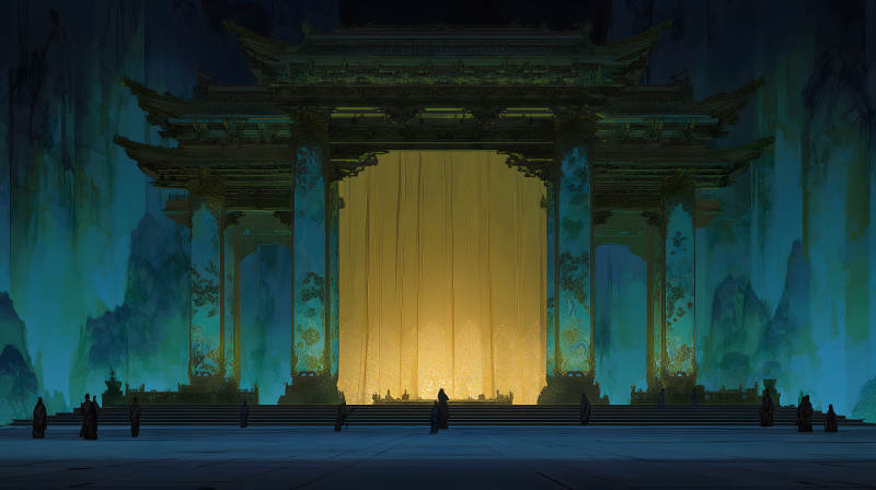 古老宫殿前的等待-图片