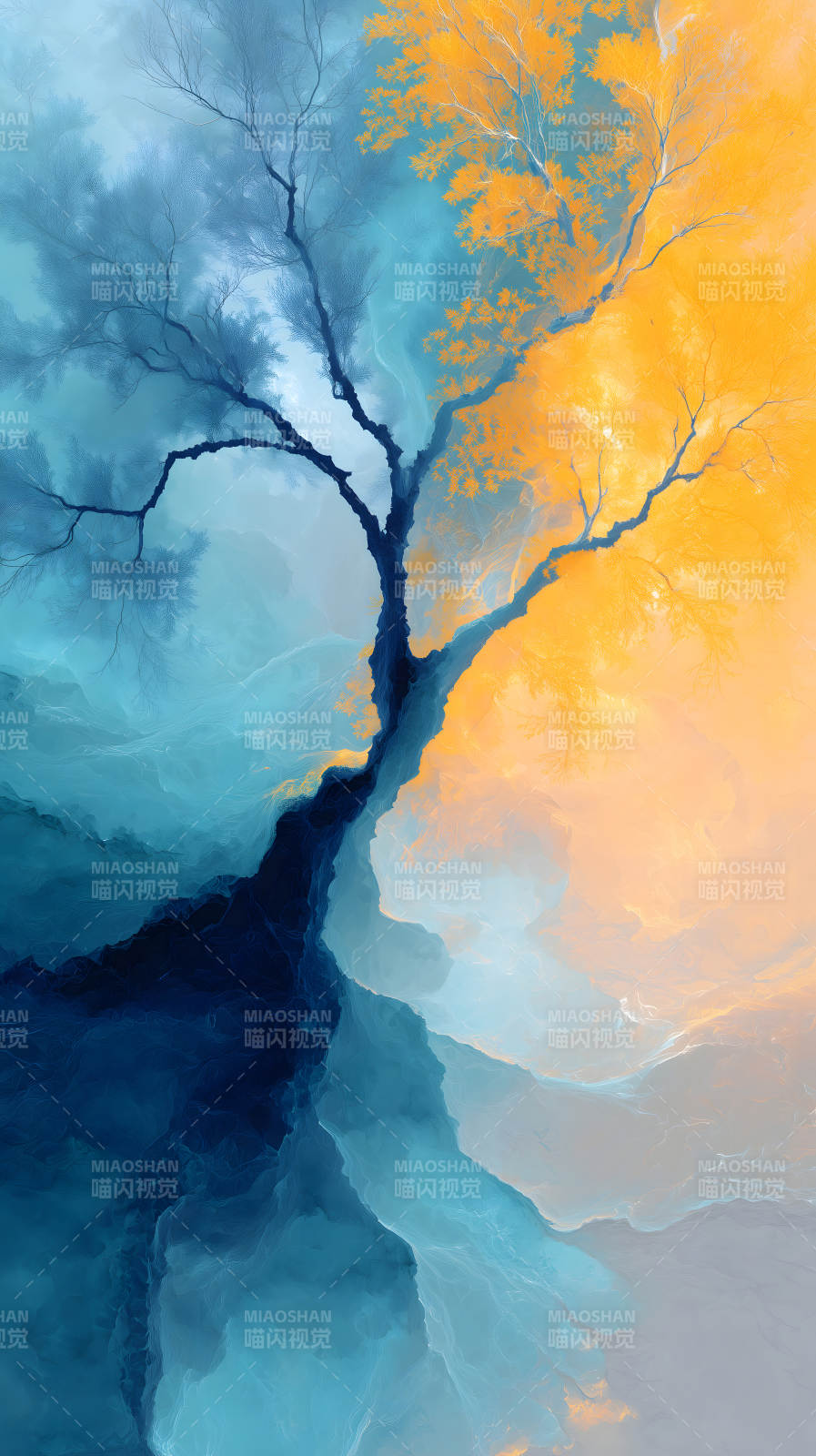 樹木與色彩的碰撞圖片