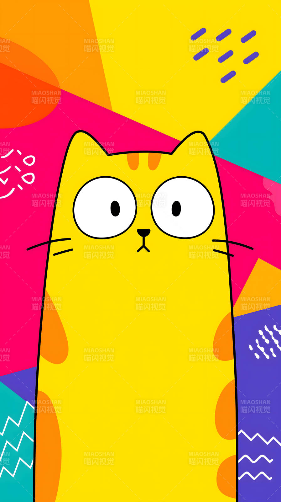 卡通猫咪背景多彩-图片