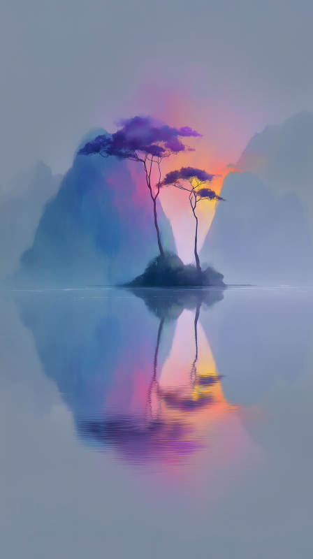 岛屿夕阳静谧美景-图片