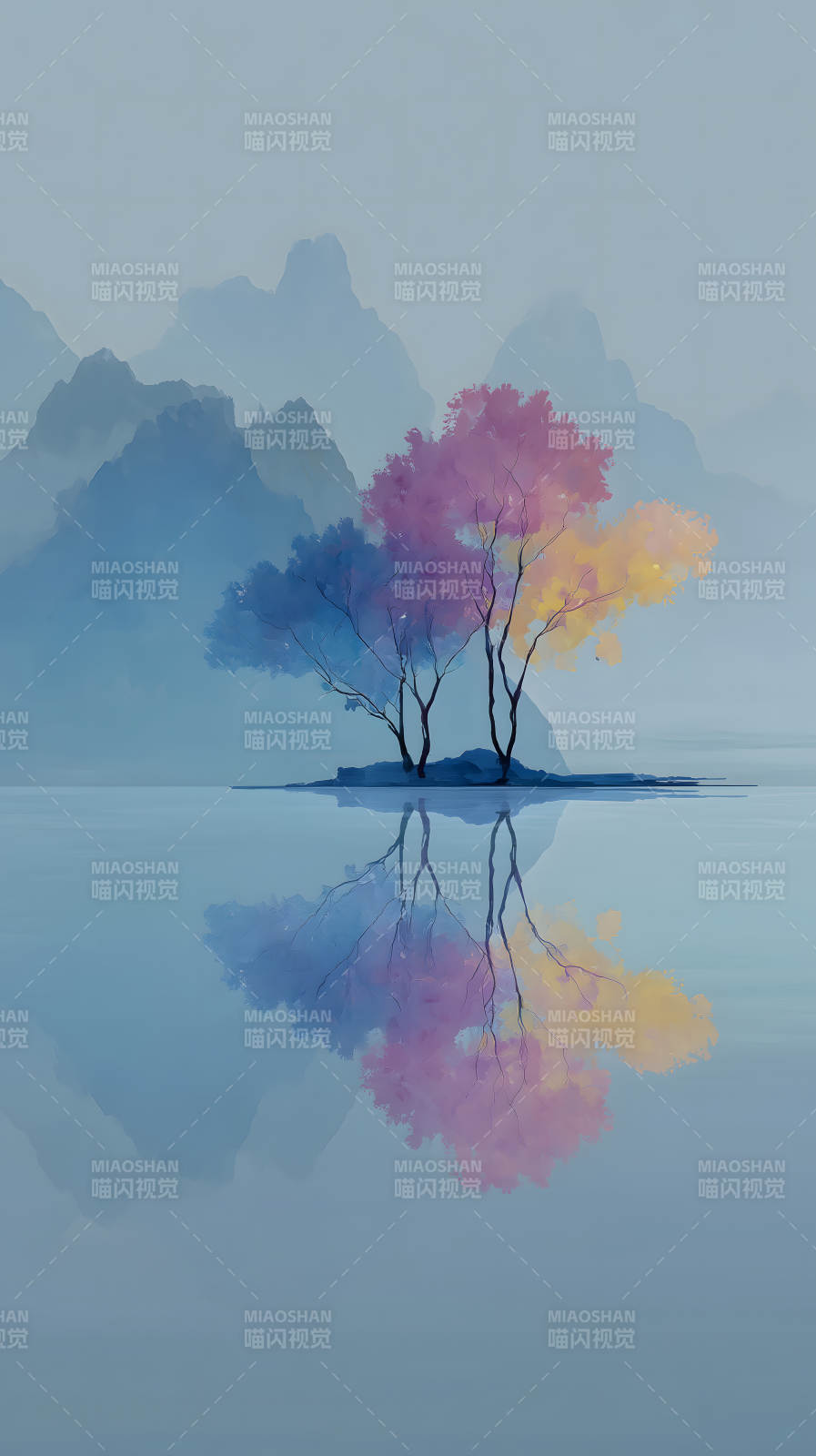 彩虹树水中倒影-图片