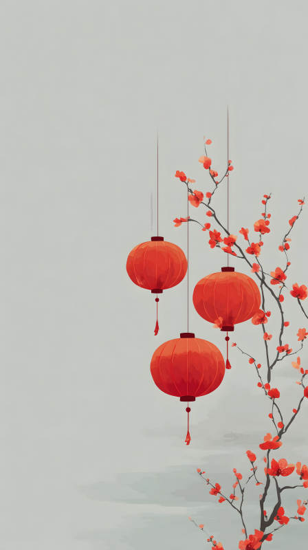 红灯笼迎新年-图片