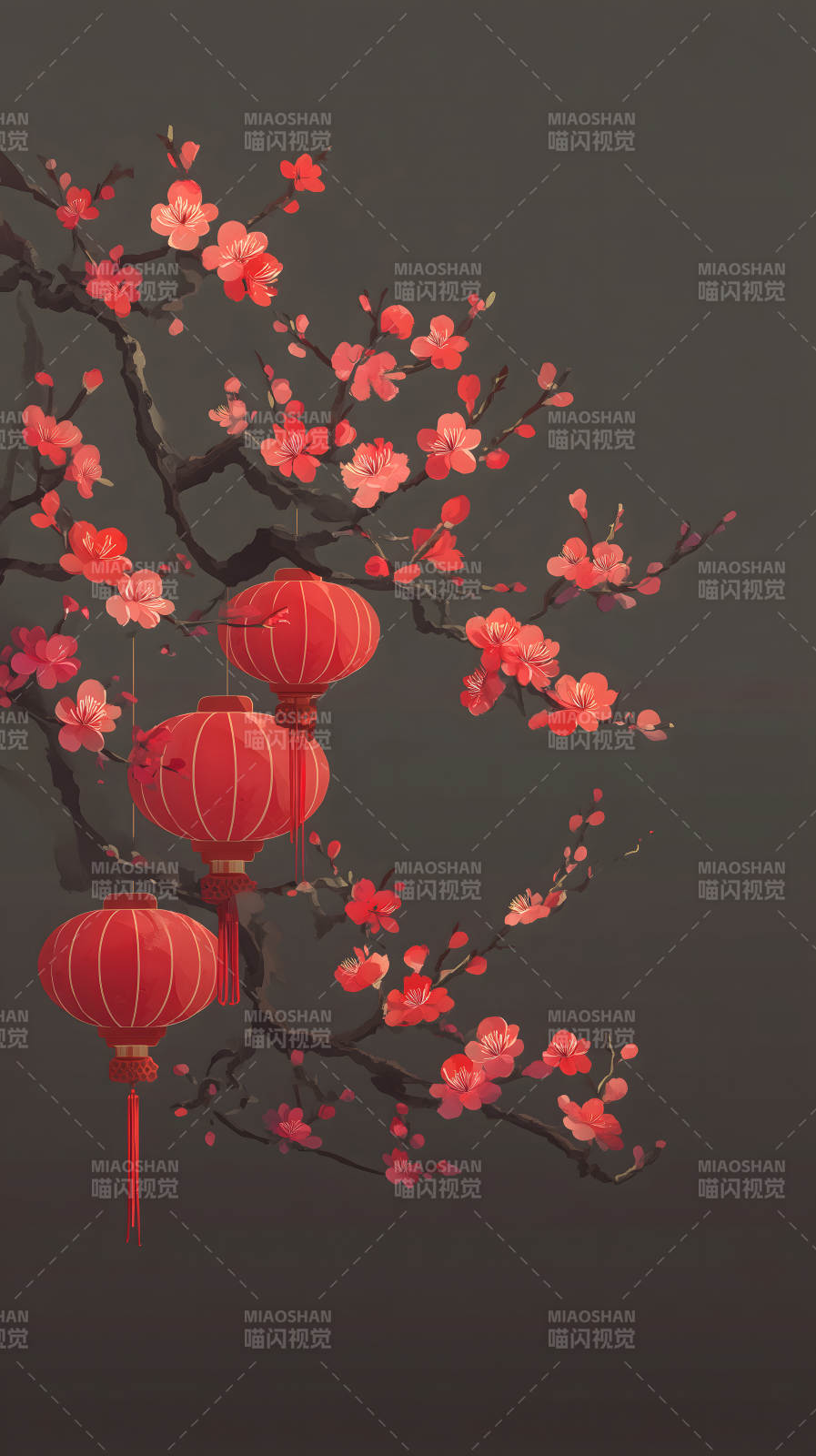 紅花燈籠裝飾-圖片