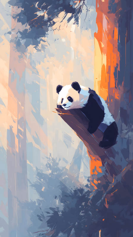 熊猫树上休憩图-图片