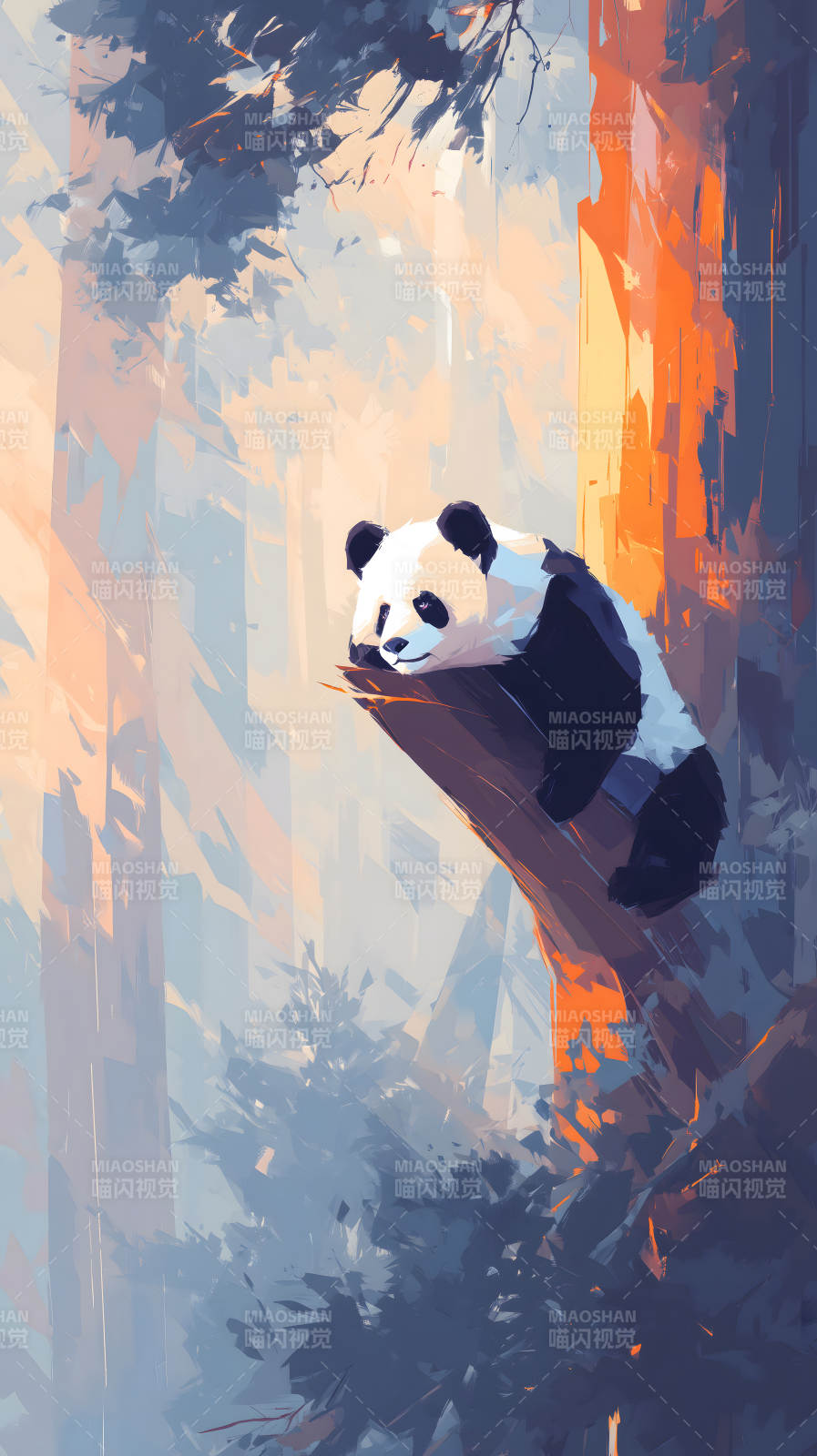 熊猫树上休憩图-图片