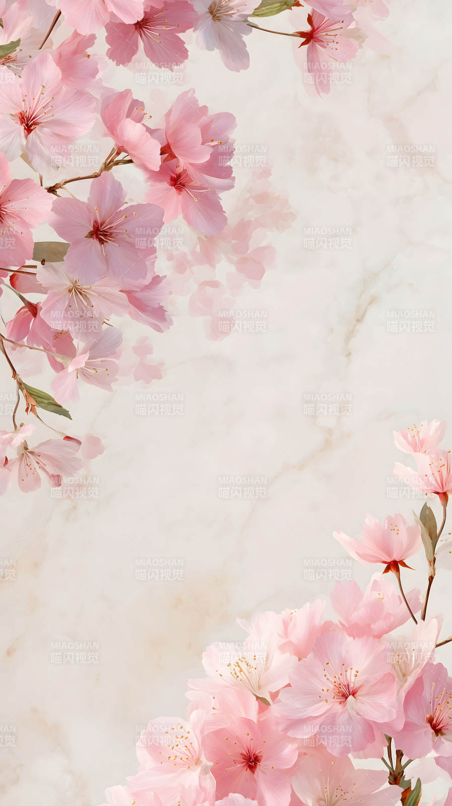 粉色櫻花背景圖唯美浪漫-圖片