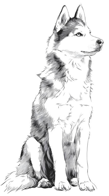 雪橇犬素描-图片