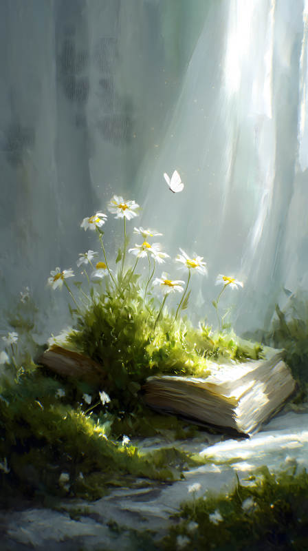 书与花的美好意境-图片