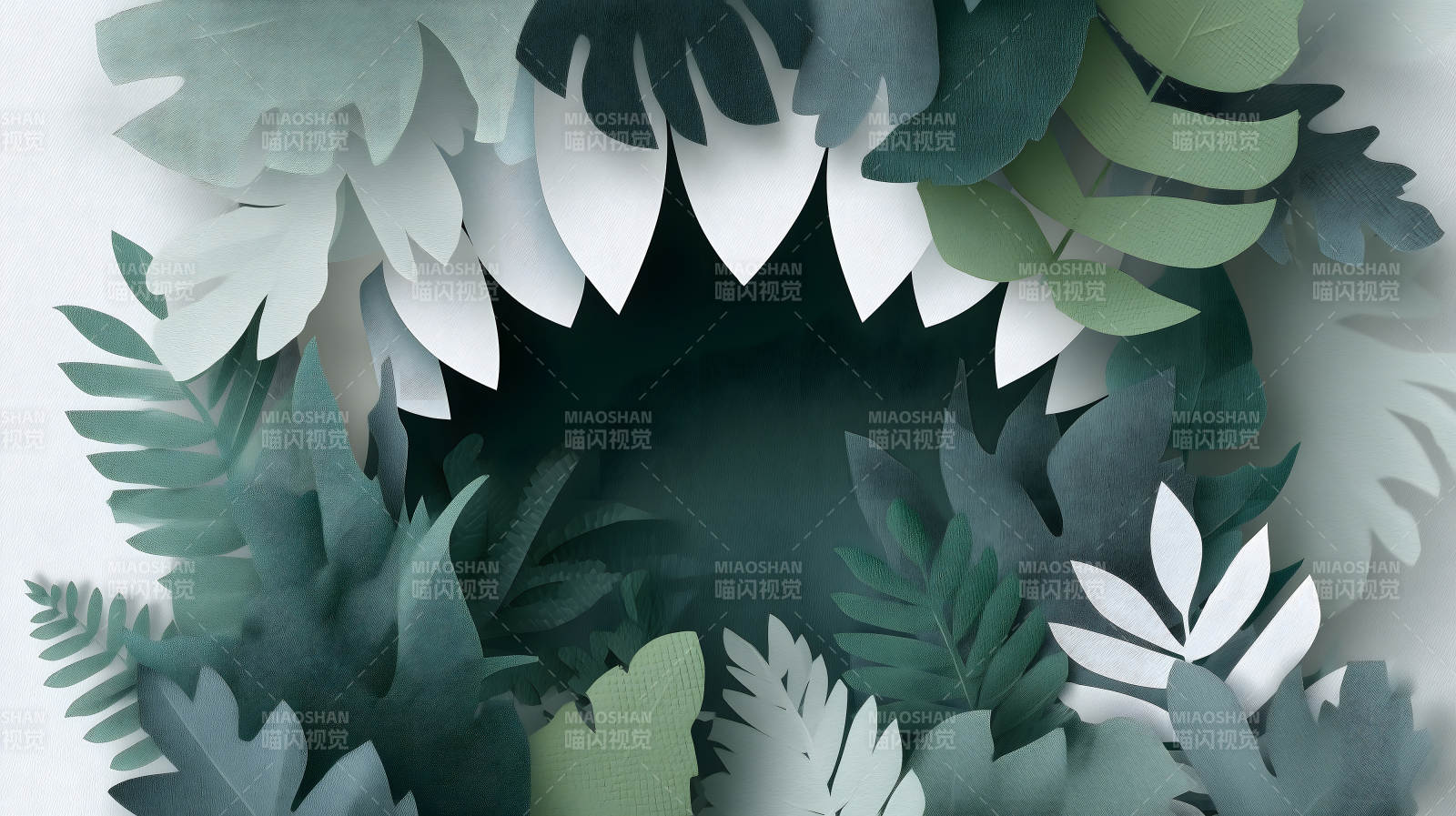 纸雕叶片构成的丛林-图片