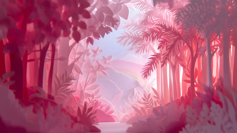 粉色森林梦幻仙境图片