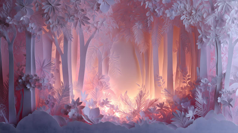 紙雕森林夢幻景象-圖片