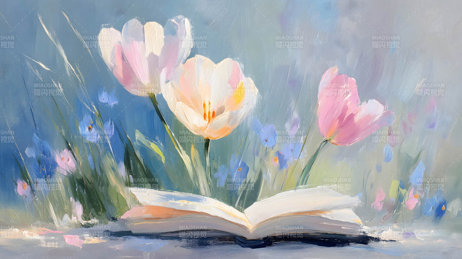 花与书的浪漫图片