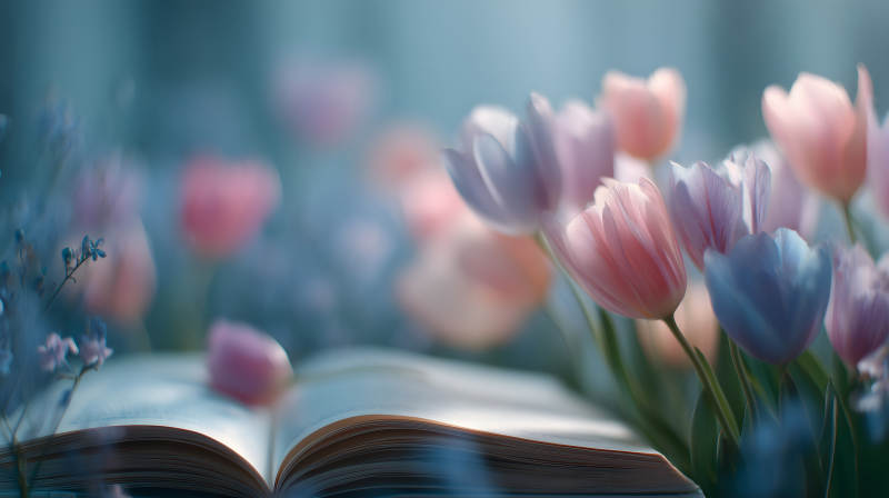 花与书的诗意世界-图片