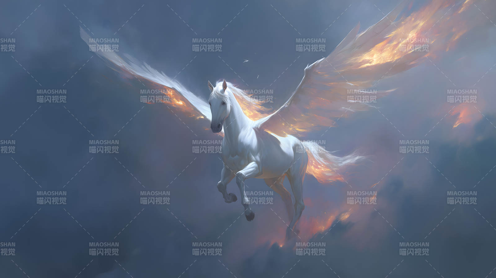飛馬翱翔云端火焰-圖片
