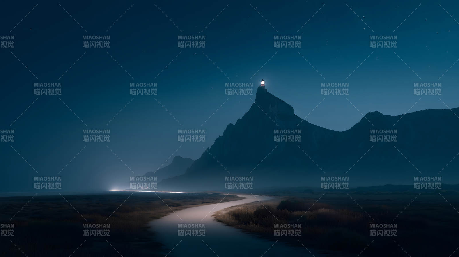 山顶灯塔指引方向-图片