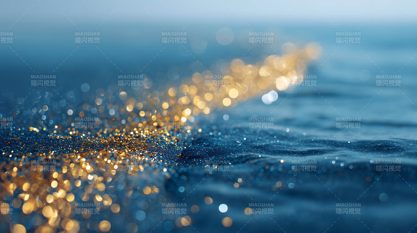 金光闪烁蓝色海洋-图片