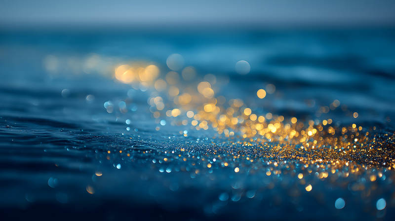 水面金光點點-圖片