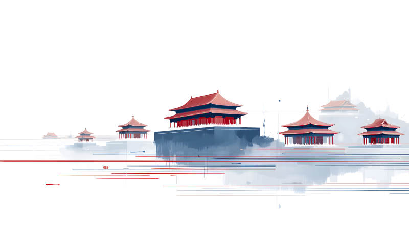 东方建筑水墨风-图片