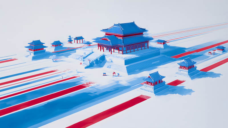 古风建筑抽象主义-图片