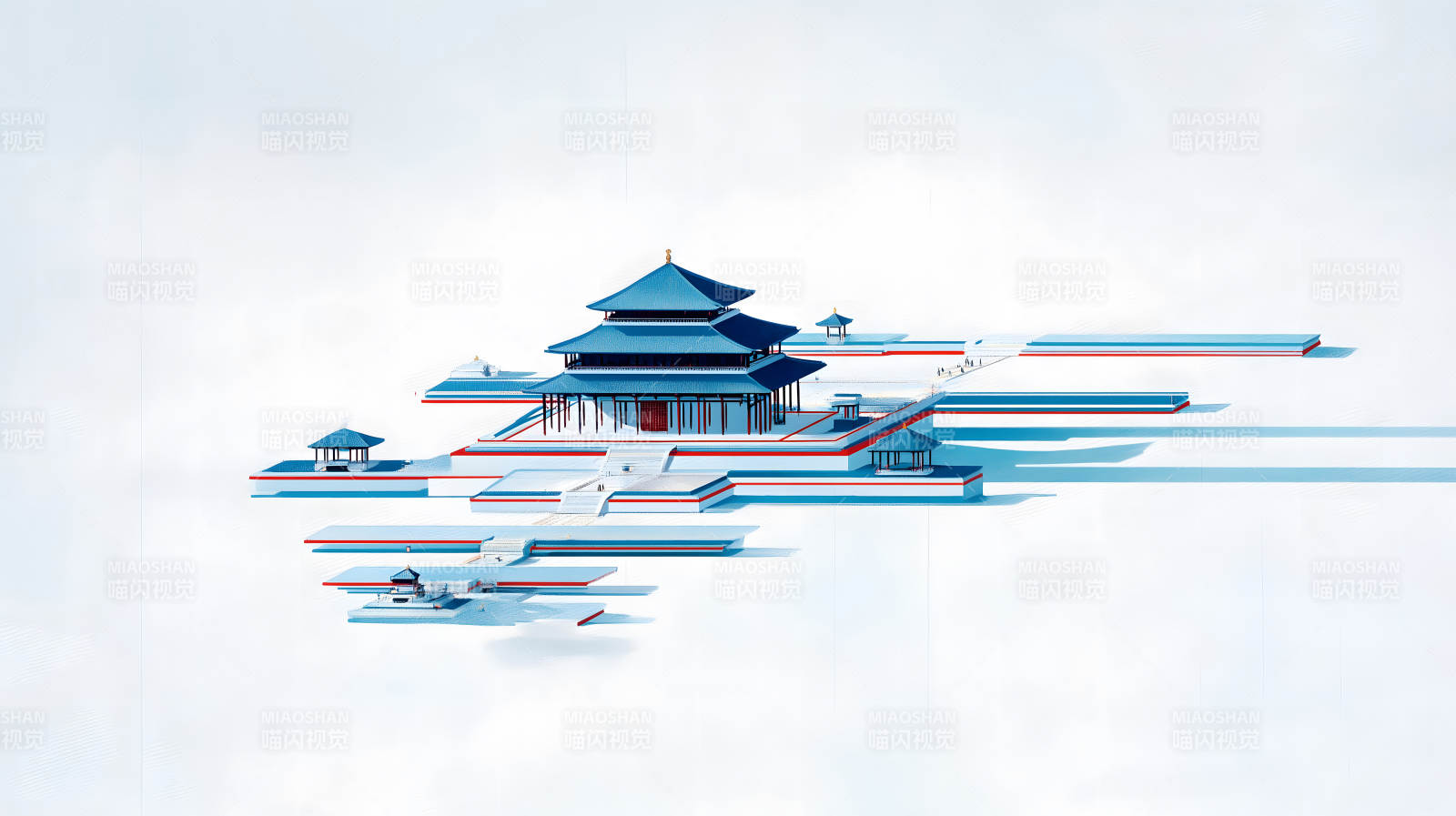 蓝色宫殿设计图-图片