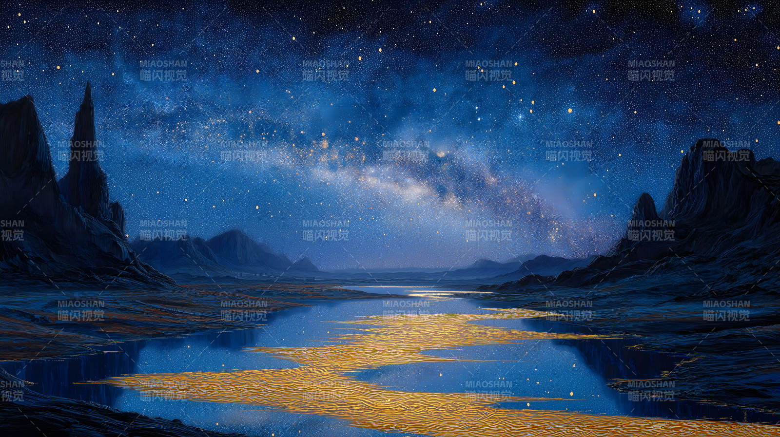 星空下的河流奇景-图片