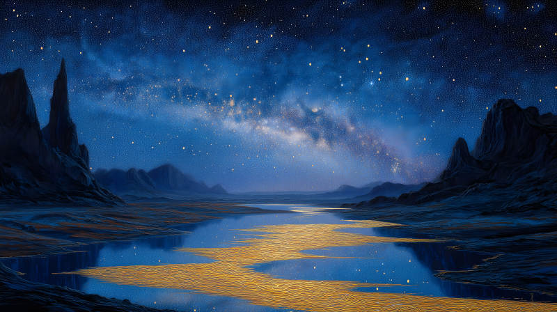 星空下的河流奇景-图片