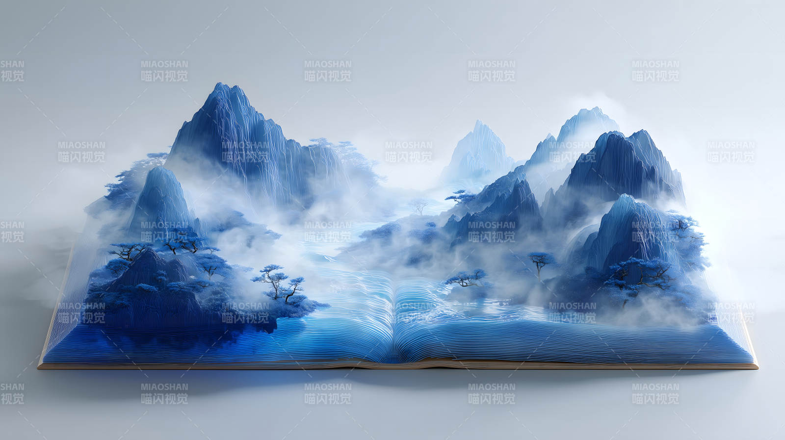 書里山水畫卷-圖片