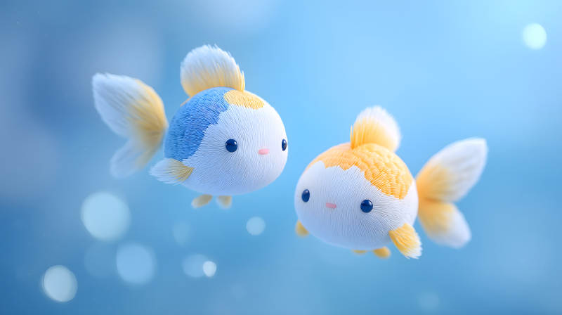 可爱卡通金鱼畅游-图片