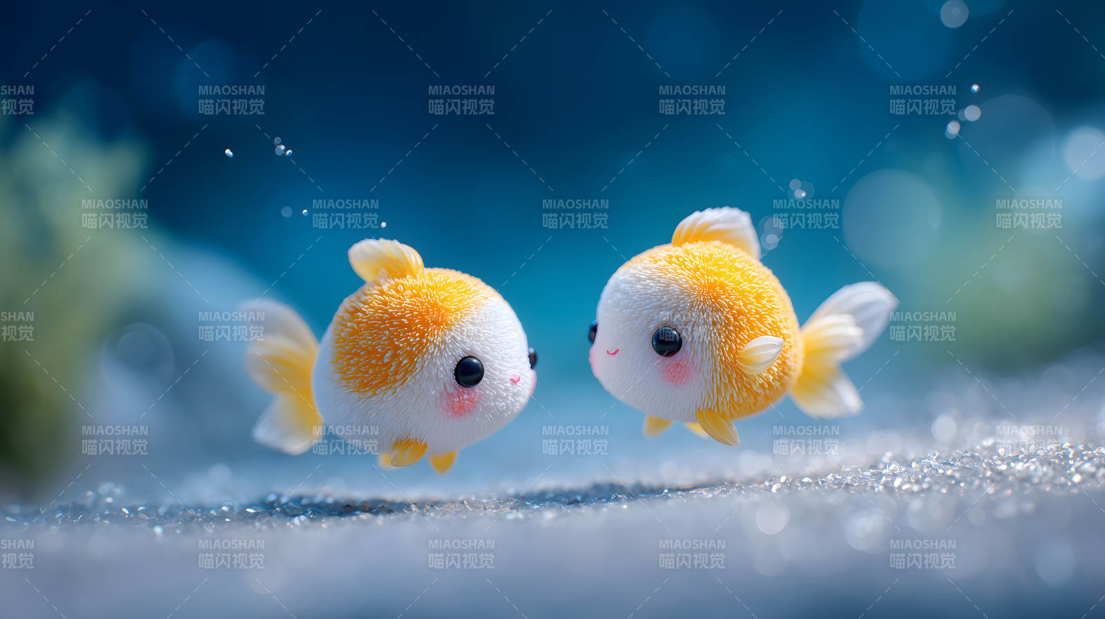 可爱小金鱼水中嬉戏-图片