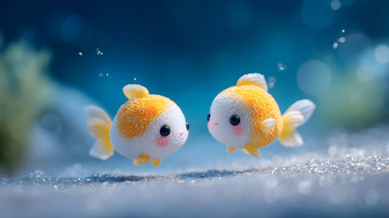 可爱小金鱼水中嬉戏-图片